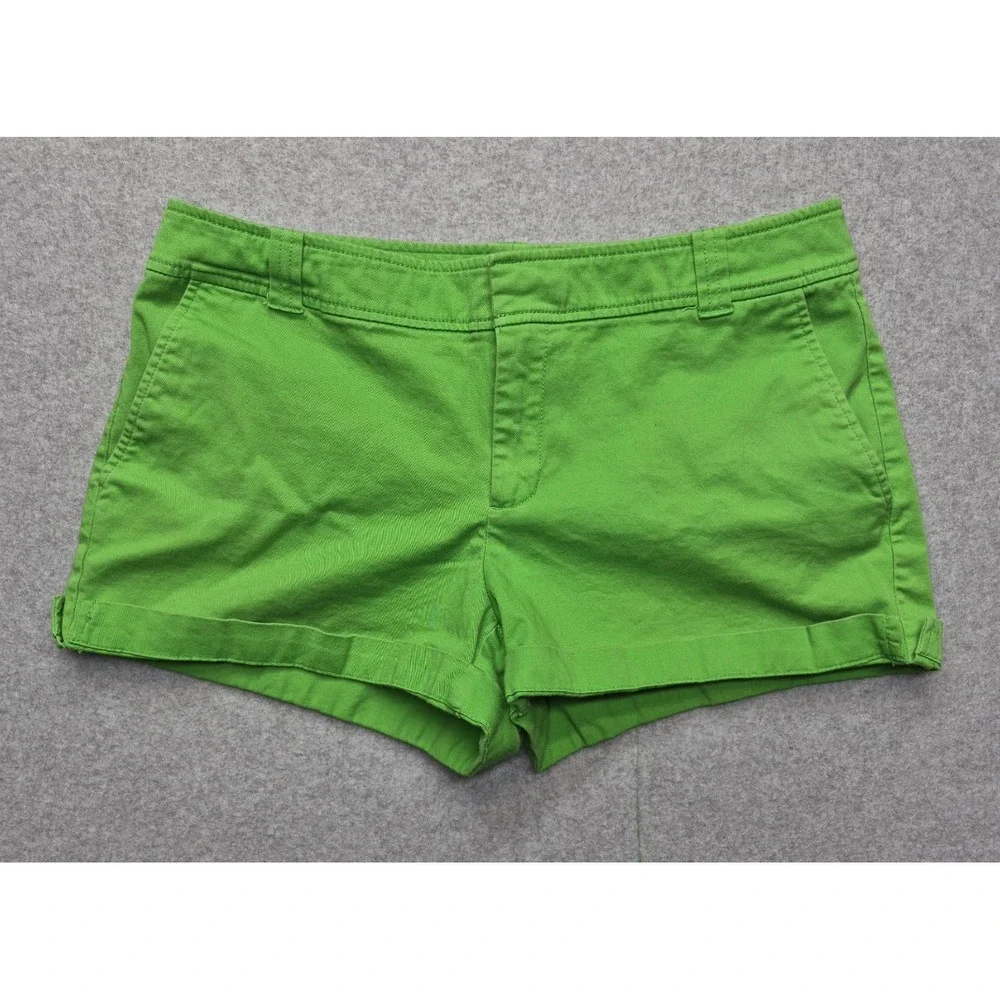New York & Company Shorts Womens 8 Green Flat Front Stretch Cotton Preppy Summer